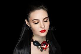 Trucco Della Donna Del Gatto Fotografia Stock