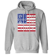 Need patriotic clothing for men like red, white, and blue suits, usa tanks. American Flag Pimpinjoy Unisex Hoodie Grey The Shop Forward