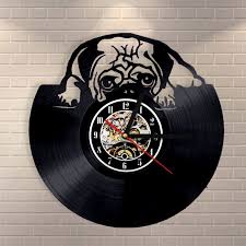 Pug Wall Clock Vinyl Record Clock Wall Vinyl Decor Animal Wall Decor