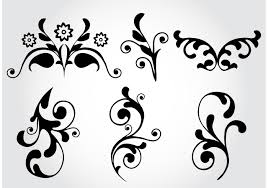 Black And White Vector Art Design Floral Flourish Vector Elements Vector Art Design Floral Stencil Vector Art