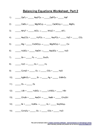 Download Balancing Equations 12 Chemistry Worksheets Balancing Equations Chemical Equation