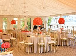 Orange Ivory And Gold Wedding Reception Set Up Chivari Chairs Wedding Table Linens Gold Wedding Reception Tent Wedding