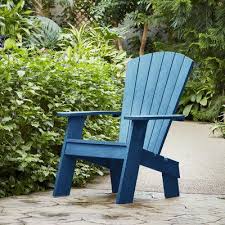 August Grove Levon Plastic Adirondack Chair Finish Cobalt Blue Adirondack Chair Plastic Adirondack Chairs Metal Lawn Chairs
