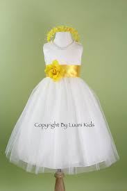 Flower Girl Dress White Tulle Dress With Yellow Sash Bridesmaid Communion Easter Weddin Yellow Flower Girl Dresses Flower Girl Dresses White Tulle Dress