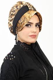Aise Tesettur Leopar Sapkali Bone Guzel Turban Trendler Sal
