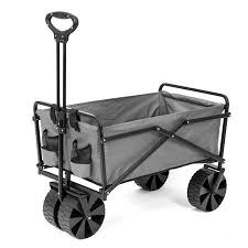 Seina Manual 150 Pound Capacity Folding Utility Beach Wagon Outdoor Cart Gray Beach Wagon Outdoor Cart Beach Wagon Cart