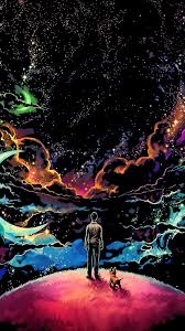 Dreamscape Wallpaper Iphone Android Background Followme Galaxy Wallpaper Man And Dog Planets Wallpaper