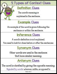 Free 5 Types Of Context Clues Poster Teachers Take Out
