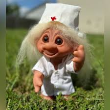 Troll Doll Vintage 1977 Thomas Dam L Doctor Nurse Kristin Denmark 9” White  Hair Toys