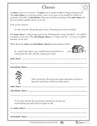 Clauses Parts Of A Sentence Writing Worksheets 4th Grade Writing Fourth Grade Writing