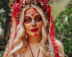 La Catrina flower crown, Flower halo crown, Catrina crown, Day of the Dead,  Flower crown, Halloween headband, Halloween costume, Sugar skull