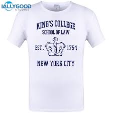 2017 Hot Sales Short Sleeve Broadway Musical Kings College School Of Law Est 1754 Greatest City In The World T Shirt T Shirts For Men Cotton Shirt
