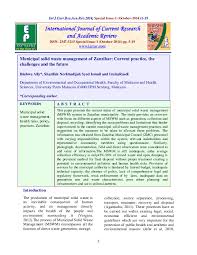 Malaysia is one of the most successful developing countries in term of economic growth and stable politic conditions. Pdf Municipal Solid Waste Management Of Zanzibar Current Practice The Challenges And The Future Sharifah Norkhadijah Syed Ismail Academia Edu