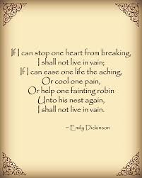 If I Can Stop One Heart From Breaking I Shall Not Live In Vain Emily Dickinson Poem Digital Print Dickinson Poems Famous Author Quotes Emily Dickinson Poems