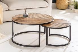 Couchtisch 2er Set Rund Mangoholz Riess Ambiente De In 2020 Couchtisch Couchtisch Set Couchtisch Industrial
