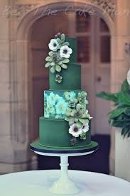 Black And Green Wedding Cake Green Watercolour Wedding Cake With Sugar Succulents And Anemones Green Wedding Cake Modern Wedding Cake Watercolor Wedding Cake