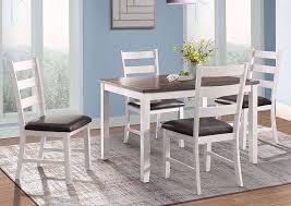 If a 5 piece dining set (table and four chairs) is more than enough, there's no need for you to invest in a 7 piece dining set (dining table with bench and five chairs). Martin Dining Table Set White Home Furniture Plus Bedding