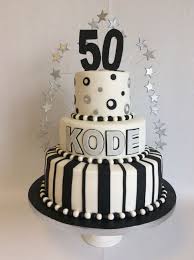 3 Tier Black Silver Theme 50th Birthday Cake Cake 50th Birthday Cake Party Cakes