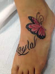 Tattoo Of My Daughters Name And Butterfly Tattoo Tattoos For Kids Butterfly Name Tattoo Tattoos With Kids Names