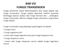 Nilai pada logaritma (2log 8) + (3log 9) + (5log 125). Bab 8 Fungsi Transenden Kalkulus 1