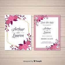 Flat Floral Wedding Card Template Free Vector Wedding Invitation Card Design Elegant Wedding Invitation Card Wedding Invitation Card Template