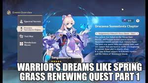 Warrior S Dreams Like Spring Grass Renewing Quest Part 1 Genshin Impact Youtube