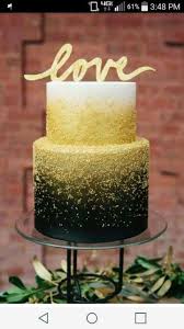 Black And Gold Topper Caketopia Cakes Julie Almond 2 Tier Black White Gold Cake With C A Love Topper Gold Sanding Sugar Black And Gold Cake Beautiful Wedding Cakes Cake