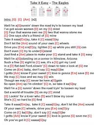 Take It Easy The Eagles W Ukulele Chords Songs Guitar Chords And Lyrics Guitar Chords For Songs