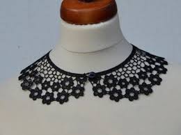Black Peter Pan Collar Black Detachable Collar And Button Cotton Lace Collar Lace Necklace Detachable Coll Crochet Lace Collar Crochet Collar Lace Collar