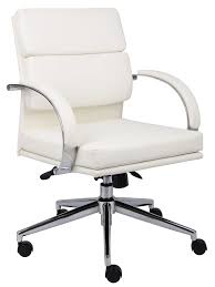 Boss Office Home Contemporary Mid Back Executive Chair Walmart Com In 2020 White Leather Office Chair White Office Chair Furniture