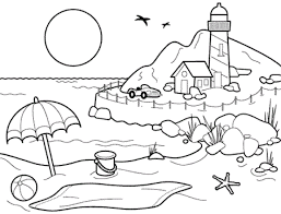 Gambar lukisan garis rumpai laut … Gambar Mewarnai Pantai