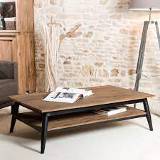 7 semaines (23/08/2021) points de fidélité : Table Basse Esprit Scandinave En Teck Recycle Double Plateaux 120x70x35cm Swing Tables Basses Pier Import