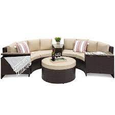 Best Choice Products 8 Piece Half Circle Wicker Sectional Sofa Set W Waterproof Cushions Wedge Storag Sectional Sofa Leather Sectional Sofas Wicker Sectional