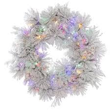 Vickerman 30 Flocked Alberta Wreath W Cone 50 Led Multi Color Lights Walmart Com Artificial Christmas Wreaths Artificial Wreath Colored Led Lights