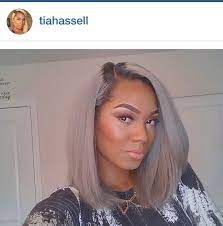 Tia Hassel Silver And Grey Long Bob Relaxed Hair Hair Styles Short Hair Styles