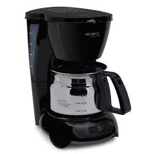 We have a single serve coffee maker but really enjoy this mr. Mr Coffee 4 Cup Coffeemaker Black With Stainless Steel Carafe Tf5 080 Sunbeam Hospitality