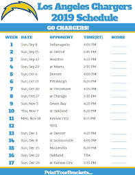 Printable Los Angeles Chargers Schedule 2019 Season Los Angeles Chargers Chargers Football Chargers Nfl