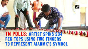 The ec had frozen aiadmk's symbol after two factions led by sasikala and former chief minister o panneerselvam staked a claim to it. Tn Polls Artist Spins 234 Peg Tops Using Two Fingers To Represent Aiadmk S Symbol Video Dailymotion