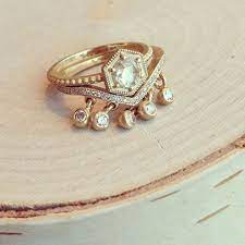 Boho Chic Fall Flavor One To Wed Boho Wedding Ring Sets Art Deco Engagement Ring Boho Wedding Ring