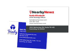 We would love the opportuntiy to design and produce a unique business card for you. Nearby Newz Business Cards Atlanta Web Print Multimedia And Strategic Marketing Rearview Advertising