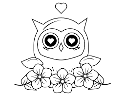 Vintage cupidon drawing in a flowered frame. Printable Valentine Owl With Flowers Coloring Page
