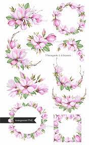 Magnolia Flowers Spring Flower Bouquets Frame Clipart Wedding Etsy In 2020 Flower Graphic Spring Flowers Spring Flower Bouquet