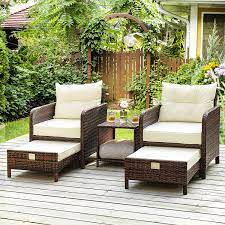 Use the same design rules on an outdoor covered patio as you would in an indoor space: Amazon Com Pamapic 5 Pieces Wicker Patio Furniture Set Outdoor Patio Chairs With Ottomans Garden Outdoor