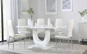 Looking for a dining table that can be the centerpiece of your dining room? Oslo White High Gloss Extending Dining Table With 4 Leon White Leather Chairs Furniture And Choice