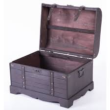 The most charming feature of this vintage coffee table is the. Antique Style Black Wooden Steamer Trunk Coffee Table On Sale Overstock 16837051