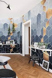 Geometric patterns can add modernity to every room and sometimes have a retro look. Gradient Geometry Geometric Interior Design Wallpaper Design Pattern Wall Pattern Design