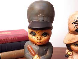 Pair of Ceramic Cop Policeman and Old Time Pink Lady 1970s Ceramic Banks,  Piggy Bank, Hand Painted, Vintage Banks, 70s Decor, Children Kids