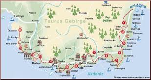 carte lycie turquie antalya turquie antalya kemer