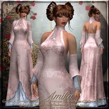 Second Life Marketplace As Amika Fitted Mesh Gown Pink Maitreya Slink Physique Hourglass Venus Omega Fantasy Pani Kanzashi
