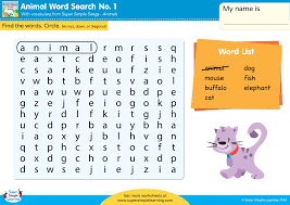All of our word serches are printable and cover many subjects. Animals Word Search 1 Super Simple